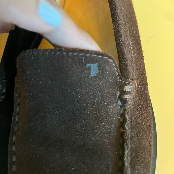 TOD'S DRIVING SHOES BROWN SUEDE Leather SIZE 5.5 Loafers Square Toe - Picture 4 of 11